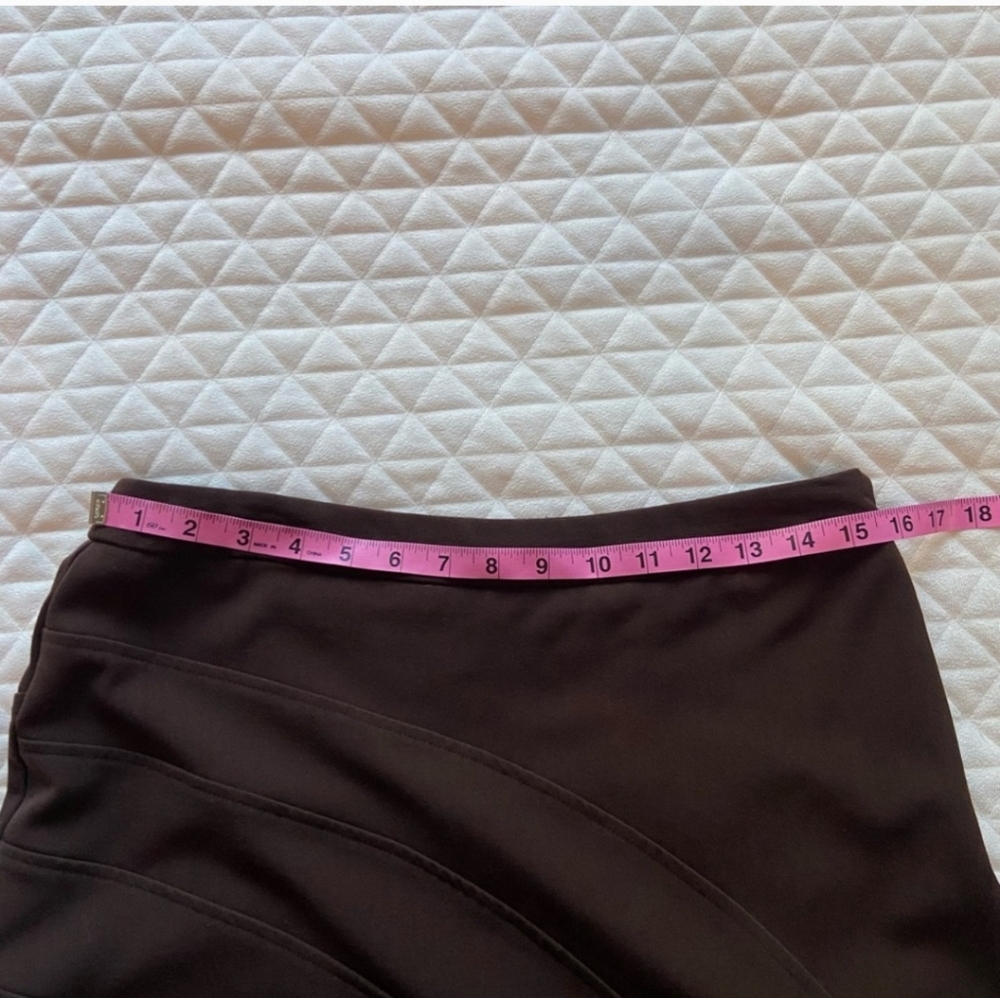 Title Nine A-Line Skirt Dark Brown Stretch Size 10 Travel Y2K Comfy - Picture 5 of 8